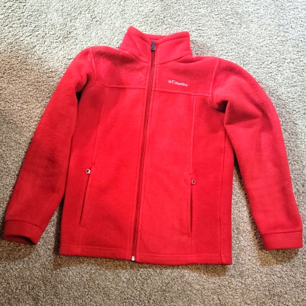 Columbia, Youth Medium, 10/12, Red full zip, Fleece Jacket